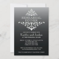 Elegant Vintage Black Flourish Rehearsal Dinner