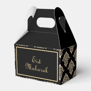 Elegant Vintage Black Gold Script Eid Mubarak Gift Favour Box