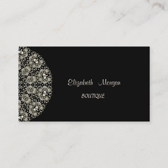 Elegant Vintage,Black , Lace Business Card (Front)