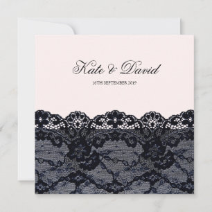 Elegant Vintage Black Lace Wedding Invitation