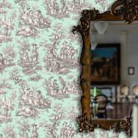 Elegant vintage black mint toile de jouy