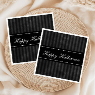 Elegant Vintage Black Stripes Happy Halloween  Napkin