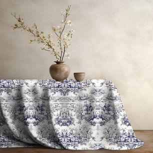 Elegant vintage black toile de jouy monogram tablecloth