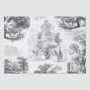 Elegant Vintage Black White May Dance Toile Tissue Paper