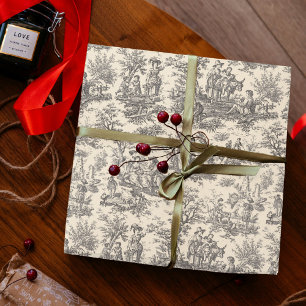 Elegant Vintage Black White Toile De Jouy Wrapping Paper