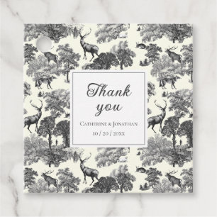 Elegant Vintage Black White Toile Deer Pattern  Favour Tags