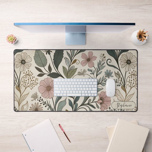 Elegant Vintage Bloom Workspace Mat Personalized (Office 1)