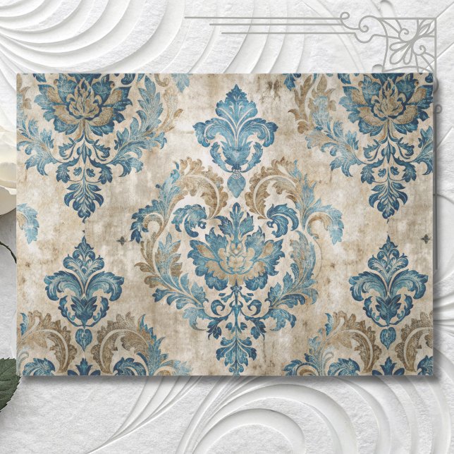 Elegant Vintage Blue Decoupage Tissue Paper (Creator Uploaded)