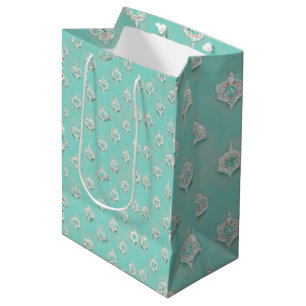 Elegant Vintage Blue Diamonds Cascade Medium Gift Bag