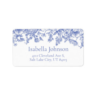 Elegant Vintage Blue Floral Botanical Address Label