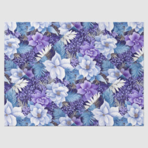 Elegant Vintage Blue Floral Christmas Decoupage Tissue Paper