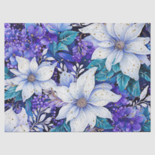 Elegant Vintage Blue Floral Christmas Decoupage Tissue Paper