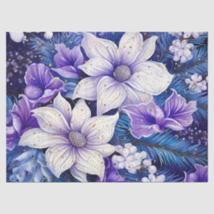 Elegant Vintage Blue Floral Christmas Decoupage  Tissue Paper
