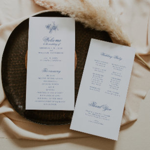 Elegant Vintage Blue Floral Jouy Flat Program