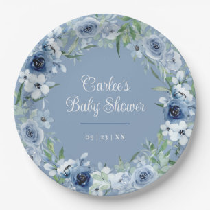 Elegant Vintage Blue Floral Special Occasion Paper Plate