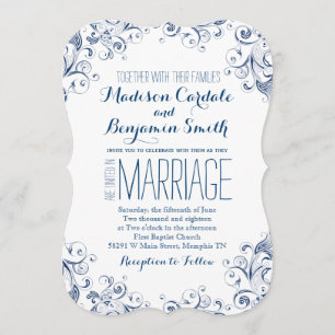 Elegant Vintage Blue Flourish Wedding Invitations