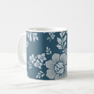 Elegant Vintage Blue Flower Pattern Coffee Mug