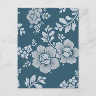 Elegant Vintage Blue Flower Pattern Postcard