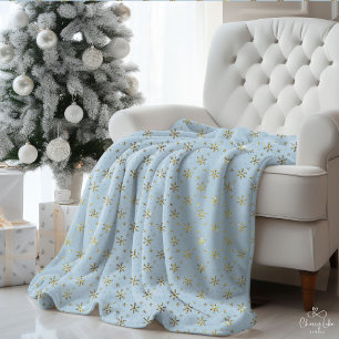 Elegant Vintage Blue Gold Stars Sherpa Blanket