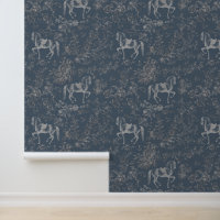Elegant Vintage Blue Grey Horse Floral Pattern