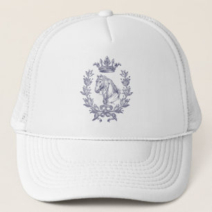 Elegant Vintage Blue Horse Laurel Crown Trucker Hat