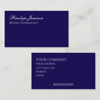 Elegant Vintage Blue Minimalistic Business Card