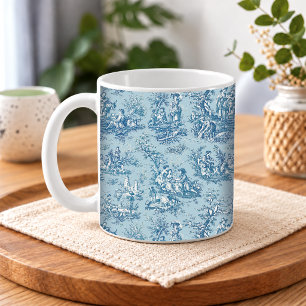 Elegant Vintage Blue Teal French Toile De Jouy Coffee Mug