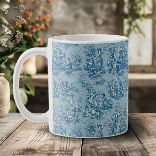 Elegant vintage blue teal toile de jouy coffee mug
