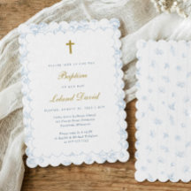 Elegant Vintage Blue Toile Baby Boy Baptism