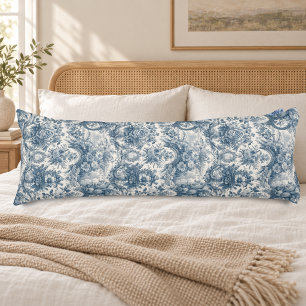 Elegant vintage Blue toile de jouy Body Cushion