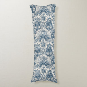 Elegant vintage Blue toile de jouy Body Cushion