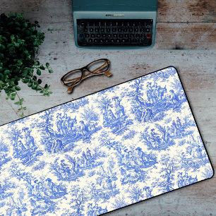 Elegant vintage blue toile de jouy desk mat