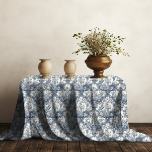 Elegant vintage Blue toile de jouy monogram Tablecloth