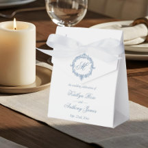 Elegant Vintage Blue Toile Monogram Wedding