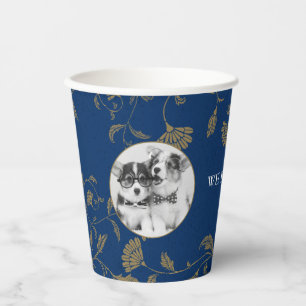 Elegant Vintage Blue We Do Too Dog Pet Wedding Paper Cups
