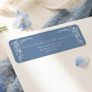 Elegant Vintage Blue Wedding Return Address Label