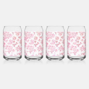 Elegant vintage blush pink botanical floral can glass
