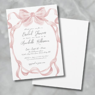 Elegant Vintage Blush Pink Bow Bridal Shower Invitation