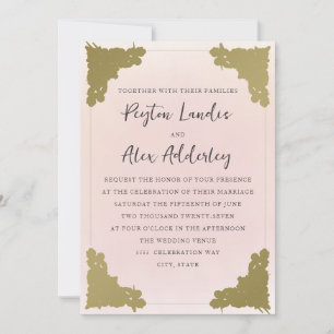 Elegant Vintage Blush Pink Gold Invitation