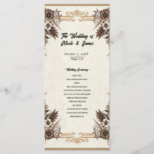Elegant Vintage Bohemian Floral Wedding  Program