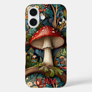 Elegant vintage bohemian mushroom forest  iPhone 16 case