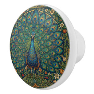 Elegant vintage bohemian peacock design ceramic knob