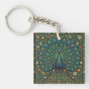 Elegant vintage bohemian peacock design key ring