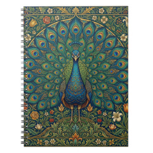 Elegant vintage bohemian peacock design notebook