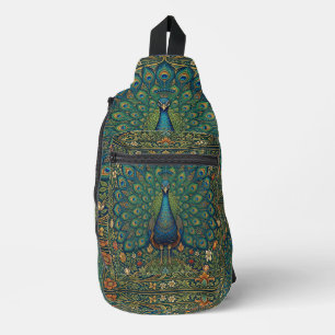 Elegant vintage bohemian peacock design sling bag