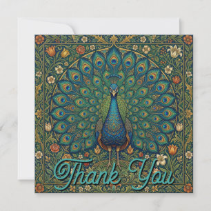 Elegant vintage bohemian peacock design thank you card