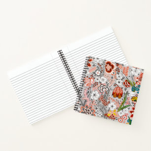 Elegant Vintage Boho Abstract Floral Artwork Notebook