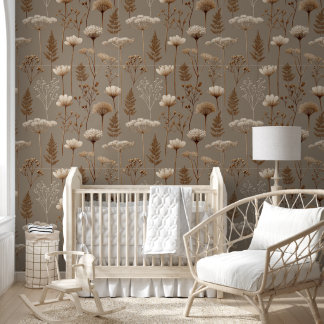 Elegant Vintage Boho Floral Botanical Wallpaper