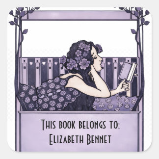 Elegant Vintage Bookplate Square Sticker