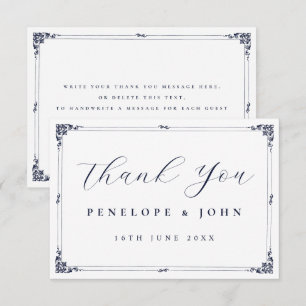 Elegant Vintage Border Centred Script Wedding Thank You Card